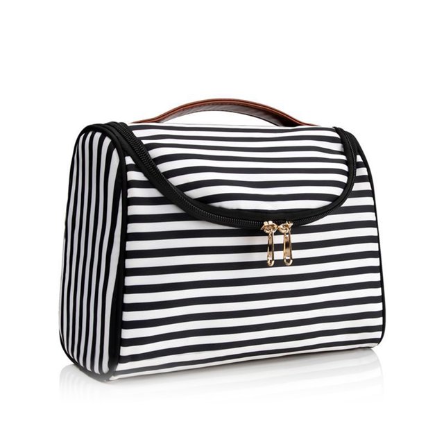 fastboy Large Capacity Cosmetic Storage Bag - Store All Makeup In One Place Choose Multiple Colors Black white stripe 1Set