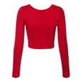 thumbnail image 6 of KOGMO Womens Long Sleeve Crop Top Solid Round Neck T Shirt, 6 of 8