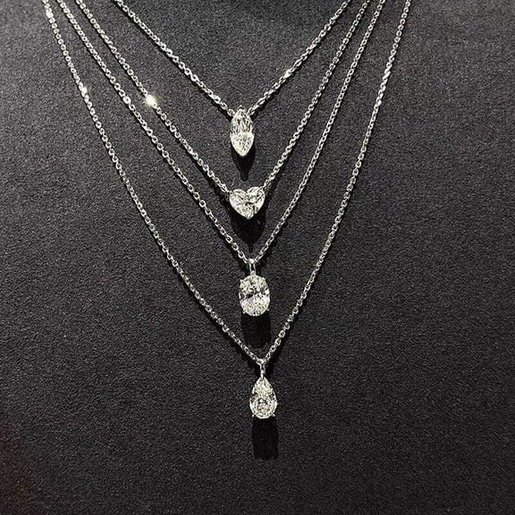 Genuine 2.0ct Moissanite Pure Silver 925 Fashion Fine Necklace For Women Gift,Summer Engagement Birthday Charm Pendant Necklace