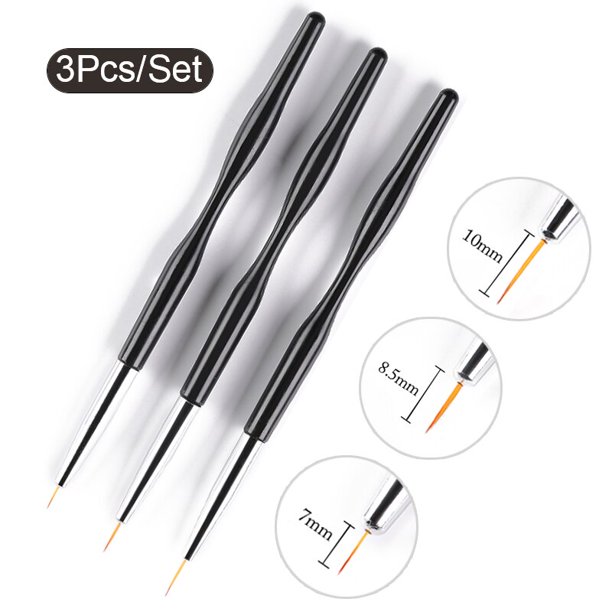 Juego de pinceles para delineador de uñas con rayas francesas acrílicas, 3 uds., puntas 3D para manicura, bolígrafo de dibujo ultrafino, pinceles de Gel UV, herramientas de pintura Tan Jianjun unisex
