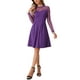 thumbnail image 2 of Vestido de fiesta skater de manga transparente de malla con corazón para mujer INSPIRE CHIC XL púrpura oscuro, 2 of 5