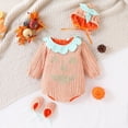 thumbnail image 2 of Y-Sunset Unisex 3 Piece Halloween Pumpkin Outfit Set, Long Sleeve Crinkle Fabric Lined Romper Matching Hat Booties, For Trick Or Treat Holiday Photo (Orange4/12-18 Months), 2 of 9