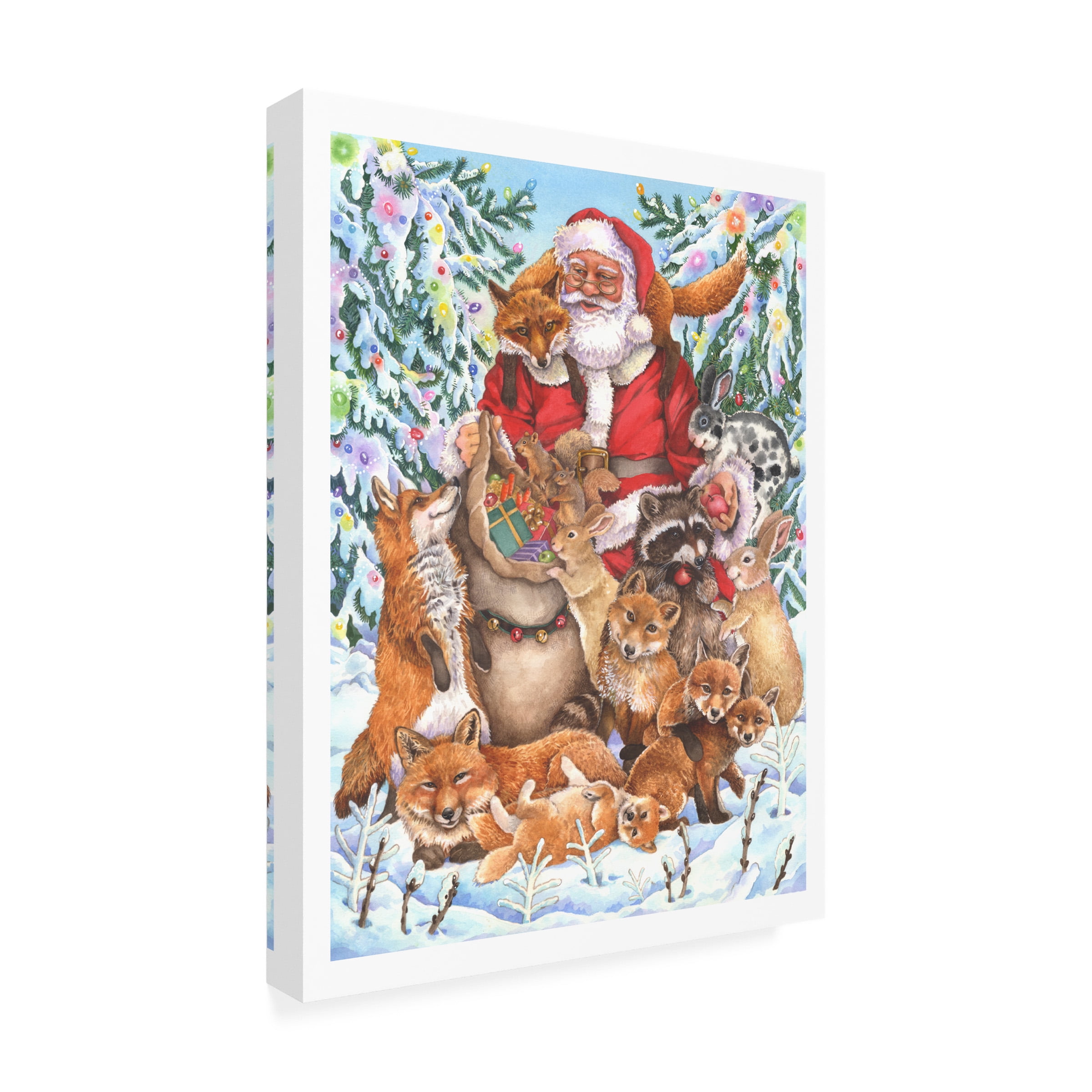 Wendy Edelson 'Santa Foxes' Canvas Art