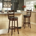 thumbnail image 2 of Weston Home Dark Cherry Ladder Back Swivel Bar Height Stool, Dark Grey Linen, 2 of 2
