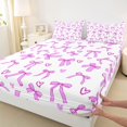 thumbnail image 3 of Manfei Cute Pink Bow Fitted Sheet Full,Cartoon Bowtie Pattern Bed Set,3 Pieces,1 Fitted Sheet and 2 Pillowcases, 3 of 6