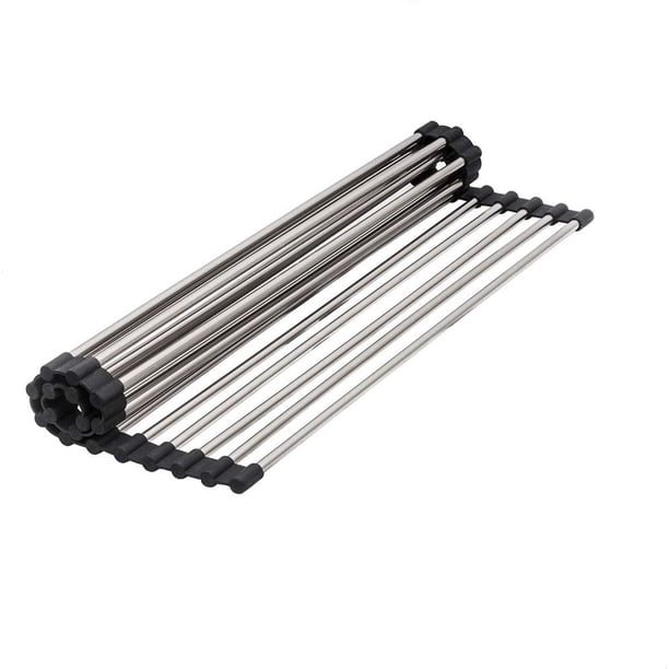 Swtroom Roll up Rolling Dish Drainer Foldable over the Sink Drying Rack