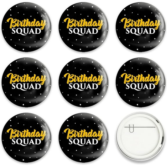 9 Pcs Happy Birthday Button Pins Happy Birthday to You Buttons Black Pattern