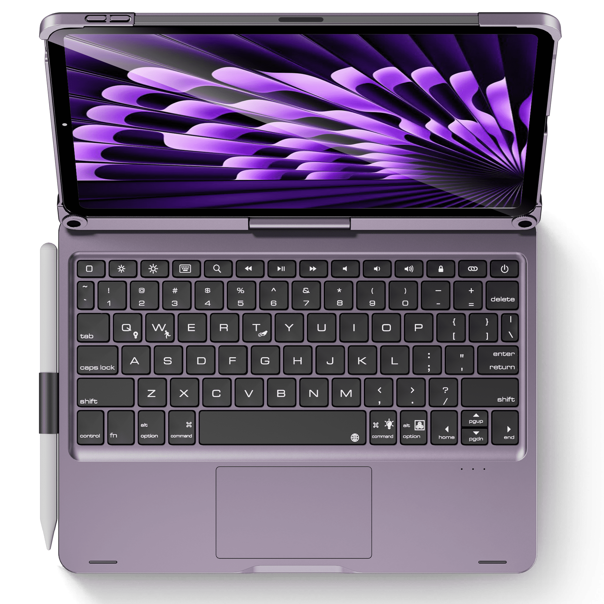 Pekarejue Wireless Keyboard Case Compatible with iPad Air 11-inch M4 M3 M2 & iPad Air 5th 4th & iPad Pro 11 (4th-1st Gen): 360 Rotatable Pencil Holder Multi-Touch Trackpad Backlight Metalllic Purple