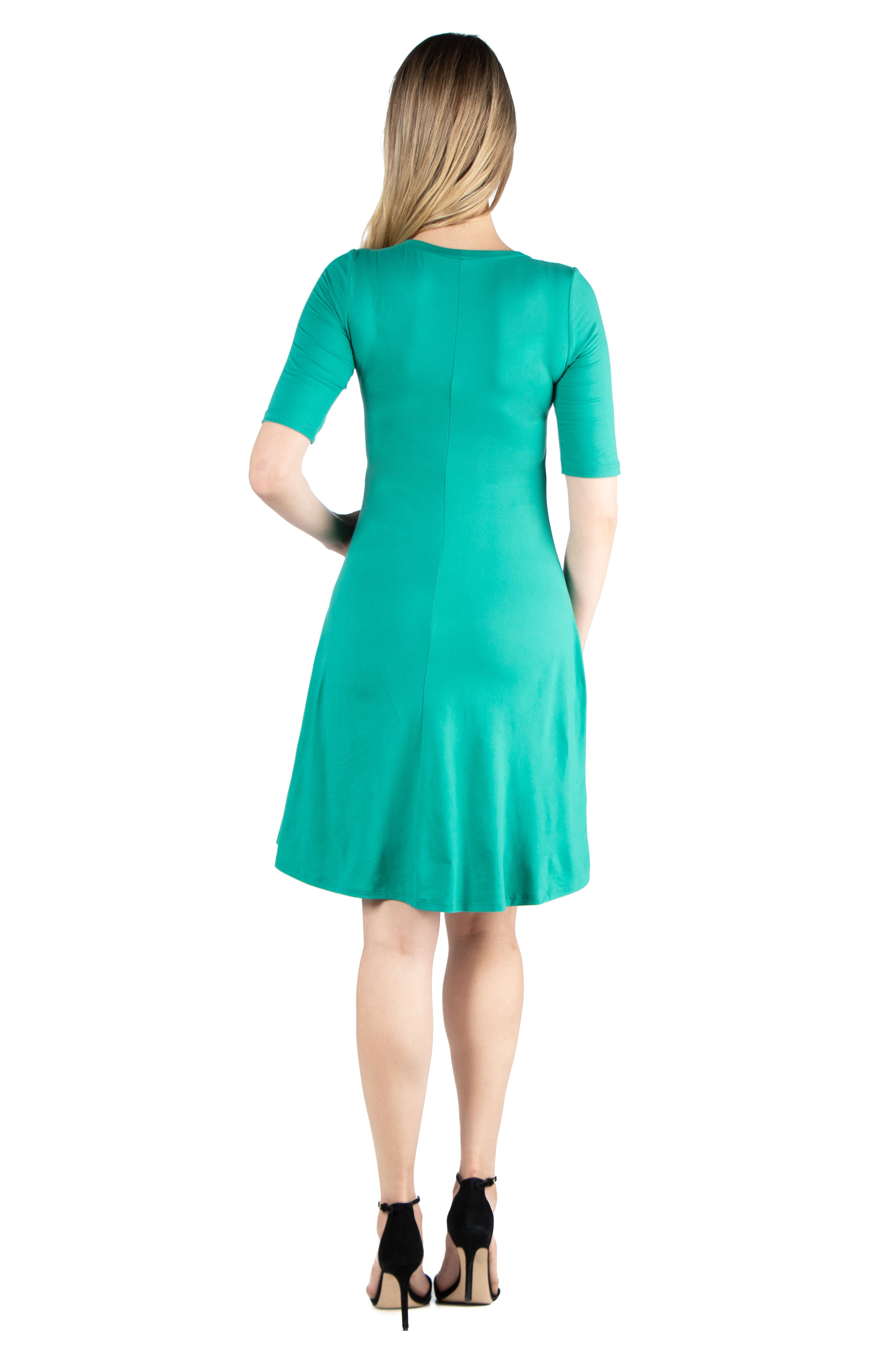 24seven Comfort Appare Elbow Sleeve Maternity Knee Length Dress