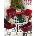 thumbnail image 5 of Round Tablecloth with Elastic Christmas Tree Winter Snowflake Red Black Plaid Waterproof Table Cover Wipeable Fitted Table Cloths for 45"-54" Round Tables Dining Kitchen Indoor Outdoor Use, 5 of 6