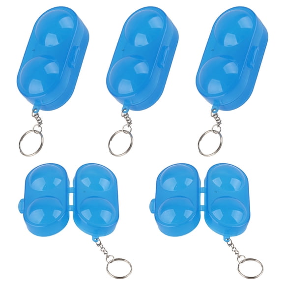 Table Tennis Plastic Container Hold 2 Balls High Hardness Durable Chain Small Size Easy Carry Blue Transparent