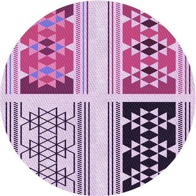 Ahgly Tapis Rond Lavable en Machine Intérieur Transitionnel Fleur Rose, 6 Pieds Rond