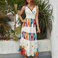 thumbnail image 6 of Happy Birthday Colorful Festive Image Dress Fashion Boho Beach Long Dresses Female Party Printed Maxi Dress, 6 of 9