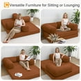 thumbnail image 4 of COMAX Futon Sofa Bed, 4-in-1 Floor Foldable Sofa Couch Bed Queen with L-Shaped Armrests, Convertible Folding Chair Bed Corduroy Sleeper Mattress Fold Out Comfy Lounge for Living Room, Orange, 4 of 5