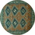 thumbnail image 1 of Ahgly Company Machine Washable Indoor Round Persian Turquoise Blue Traditional Area Rugs, 4' Round, 1 of 4