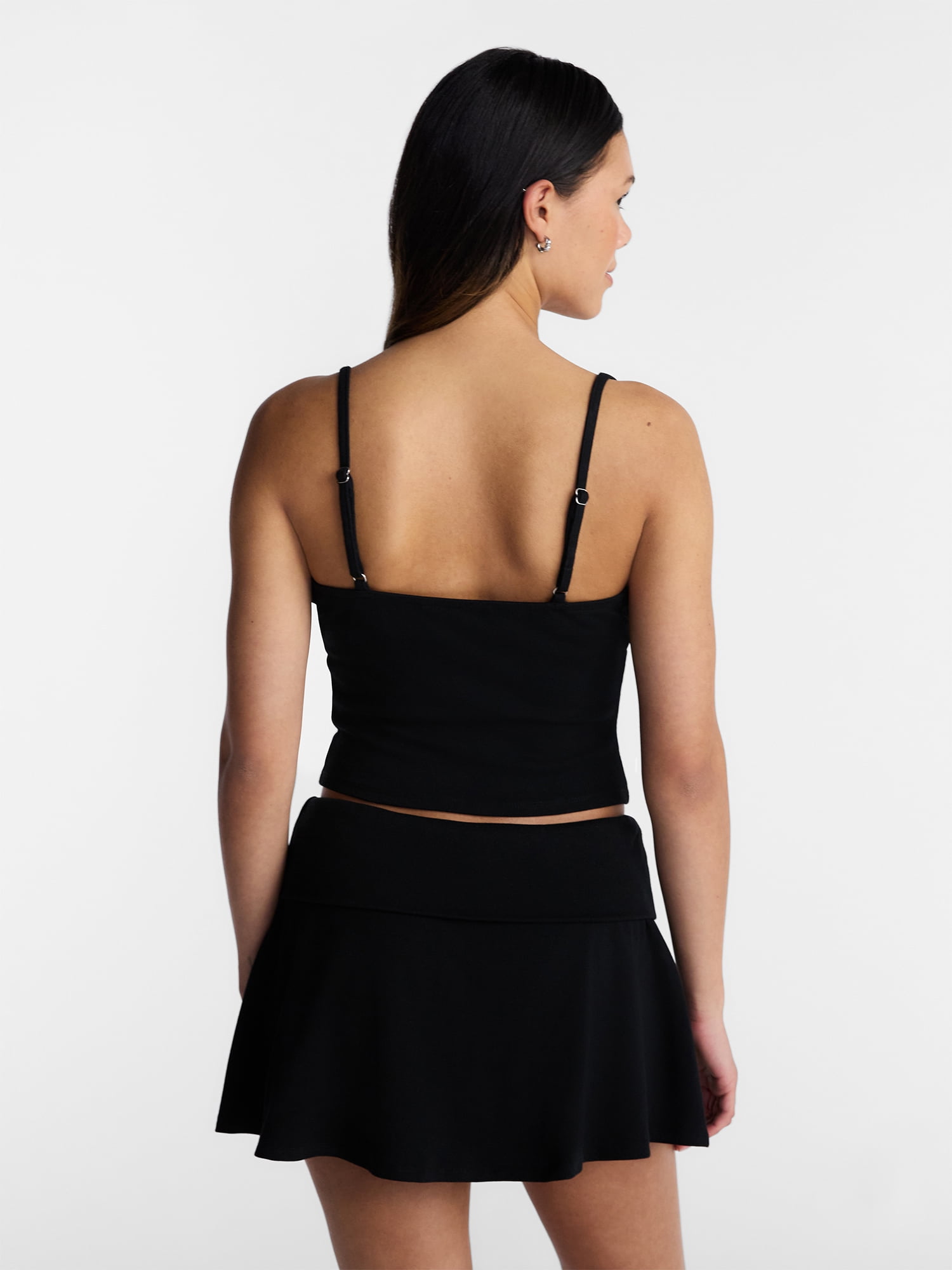 No Boundaries Lace Trim Cami and Foldover Skirt Set, 2 Piece, Women’s XXS-XXL