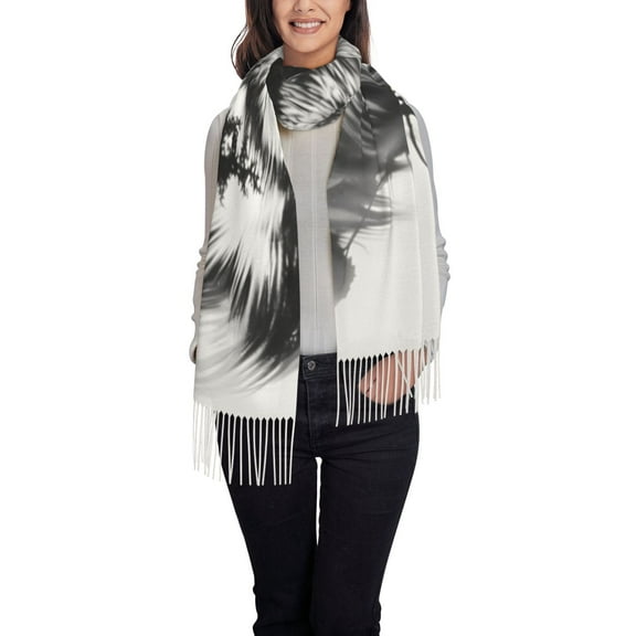 Fotbe Majestic Wolf Landscape Print Womens Fall Winter Scarf Tassel Soft Warm Blanket Scarves Womens Shawl Wraps