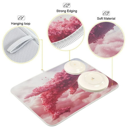 

BZSMCE Dish Drying Mat Floral Dreamscape Pattern Design Drying Mats