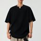 thumbnail image 4 of pstuiky Mangas cortas para hombre, Camisa informal de manga corta con cuello en V y textura vertical de color liso para hombre camisetas de hombre xxxxl, 4 of 4