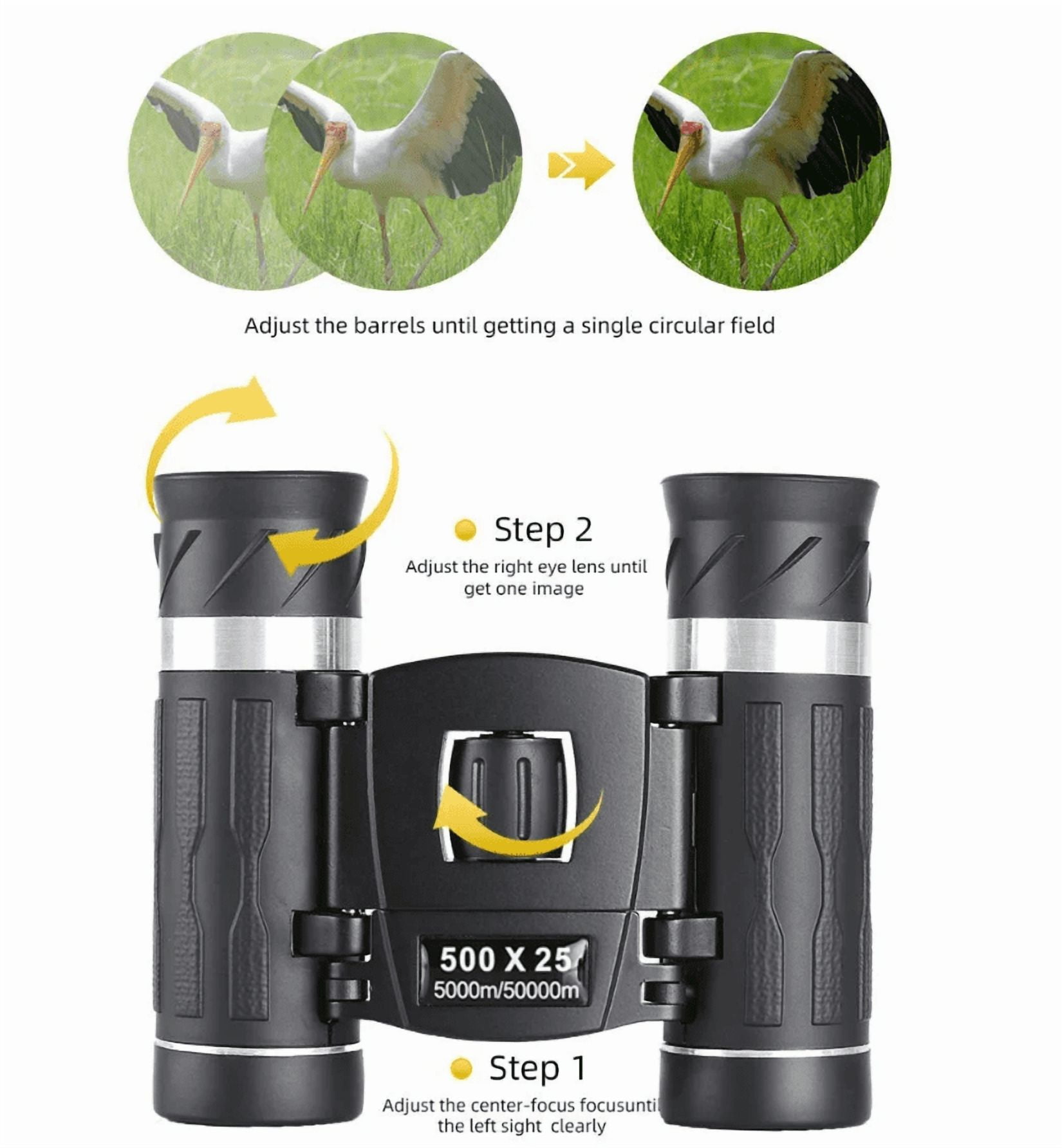 Professional Powerful 500x25 Binoculars High Magnification Low Light Night Vision Mini Portable Telescope For Outdoor Camping