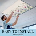 thumbnail image 5 of 1 Pack Retro Pink Fluorescent Light Covers for Ceiling Lights Blue Wildflowers Country Floral Herbs Linen Texture Magnetic Ceiling Light Covers Overhead Light Filters for Office Classroom Home, 5 of 9