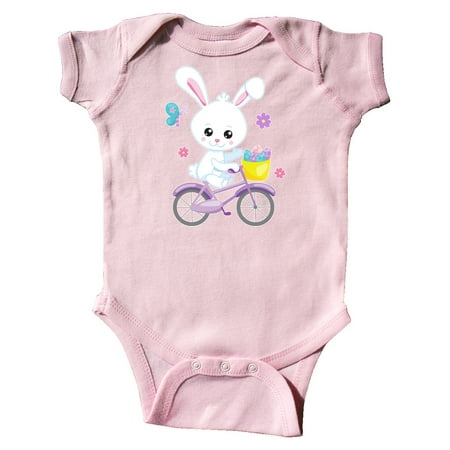 

Inktastic Happy Easter Bunny on Bicycle with Pastel Flowers Gift Baby Boy or Baby Girl Bodysuit