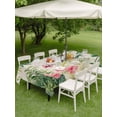 thumbnail image 5 of 60x84 Inch Outdoor Tablecloth with Umbrella Hole Zipper Rectangle Summer Flowers Rectangular Tablecloths Outside Waterproof Watercolor Farmhouse Botanical Leaves Patio Table Cover for Picnic Party, 5 of 8