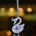 thumbnail image 5 of Car Pendant Rhinestone Swan Plush Ball Rear View Mirror Hanging Decor Accessorie, 5 of 9