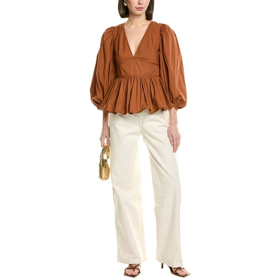 STAUD womens Luna Top, 2, Brown