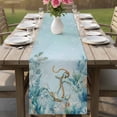 thumbnail image 4 of Nautical Anchor Table Runner 90 Inches, Coastal Ocean Coral Eucalyptus Leaves Bed Runner Dresser Scarves Tabletop for Indoor Outdoor Parties/Ceremony/Banquet, 13" x 90", 4 of 9