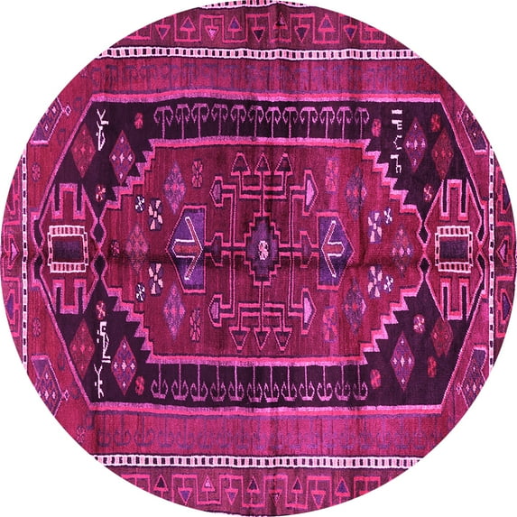 Ahgly Company Indoor Round Persian Pink Traditional Area Rugs, 7' Round