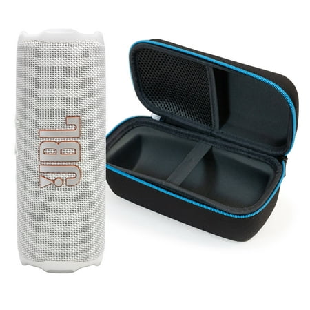 JBL FLIP 7 Bluetooth Speaker & divvi! Premium Hard Case Kit - White
