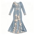thumbnail image 5 of IWRICH Skeleton Halloween Dresses for Women 3D Digital Print Velvet Floral Dress Halloween Goth Parties and Events, 5 of 5