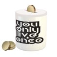 thumbnail image 1 of YOLO Piggy Bank, Modern Popular Phrase Motto of the Internet Generation Inspirational Lettering, Ceramic Coin Bank Money Box for Cash Saving, 3.6" X 3.2", Black and White, by Ambesonne, 1 of 4