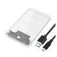thumbnail image 1 of Carcasa para disco duro USB 3.0/Tipo C de 2,5 pulgadas, carcasa para disco duro SSD SATA3 a USB 3.0, caja transparente para disco duro USB, blanco transparente, blanco transparente, 1 of 5