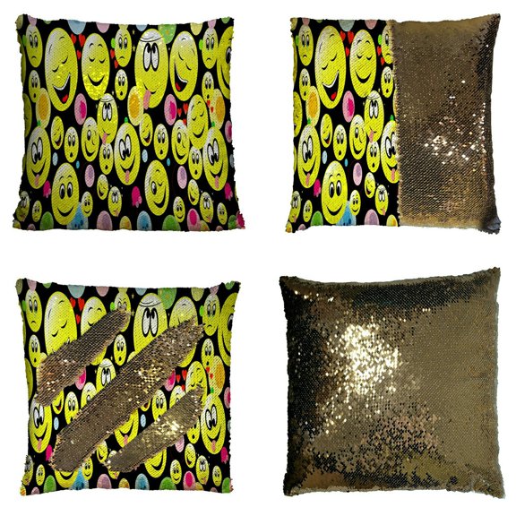 ECZJNT Colorful smile face Pillow Case Home Decor Cushion Cover 16x16 Inch