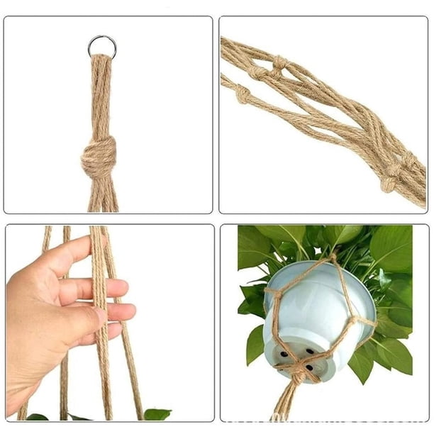 Lot De 2 Pots De Fleurs Suspendus En Corde De Chanvre Tressée - Macramé Maison & Jardin