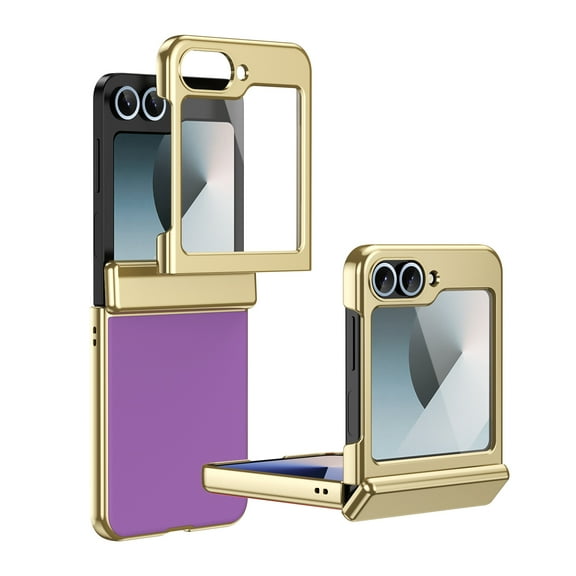 Allytechgroup Screen Protector Case for Samsung Galaxy Z Flip 6, Matte Slim Hinge Protection Anti-Scratch Full Body Shockproof Bumper Rugged Phone Case Cover for Galaxy Z Flip 6, Purple