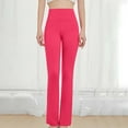 thumbnail image 4 of Women Fashion Solid Color High Waisted Yoga Pants Casual Slightly Flared Trousers, 4 of 5