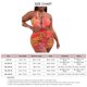 thumbnail image 5 of Bikini de una pieza con cuello halter y lazo en la espalda, traje de baño de señora con recorte y falda para surfear, fiesta en la playa, hojas amarillas sobre fondo rosa 3XL, 5 of 6
