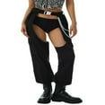 thumbnail image 1 of Pantalon Femme Entrejambe Couleur Unie Pantalon Long avec Chaîne Ceinture, 1 of 6