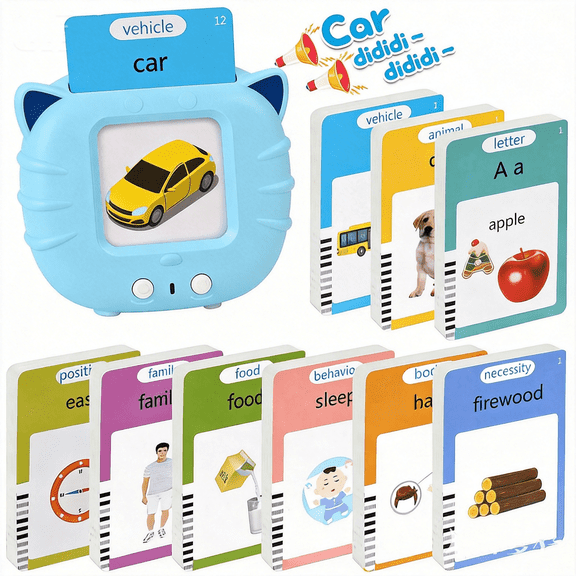 Talking Flash Cards for Toddlers 1 2 3 4 Year Olds, Montessori Language Learning with 112 Words, Pocket Speech Therapy Tools, and Speech Development Educational Playthings for Children