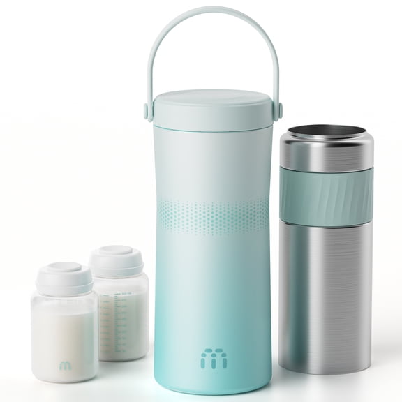 MAMAPRO Portable Breast Milk Cooler 22oz 24 Hours Stainless Steel Breastmilk Freezer Leakproof Chiller with 2 Storage Bottles for Baby