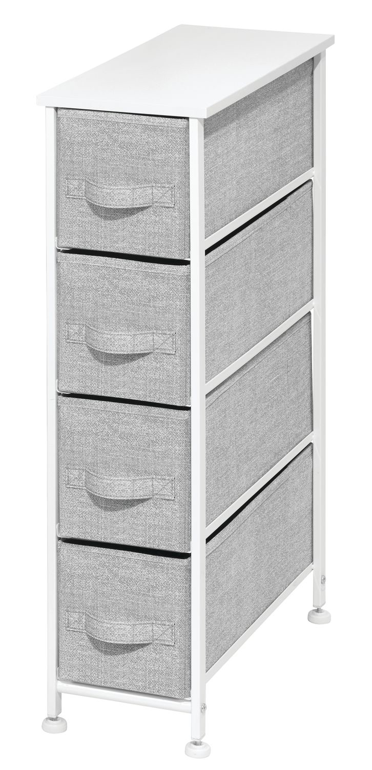 InterDesign 5443 7.9" X 18.9" X 29.7" Gray & White Aldo 4Drawer Fabric