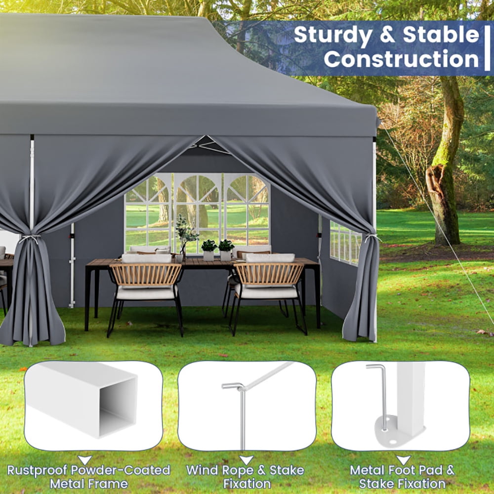 Aimee Lii 10 x 20 FT Pop up Canopy with 6 Sidewalls and Windows and Carrying Bag for Party Wedding Picnic, Canopy Gazebo for BBQ Events, Gray Aimee Lii 10 x 20 FT Pop up Canopy with 6 Sidewalls and Windows and Carrying Bag for Party Wedding Picnic, Canopy Gazebo for BBQ Events, Gray