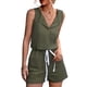 thumbnail image 3 of Mameluco De Las Mujeres Pantalones Cortos Mono Mujer Pantalones Cortos Mono Pantalones Cortos Mono Mujer Mameluco Sin Mangas Botón De Escote De Color Puro Cintura Media Causal, 3 of 6
