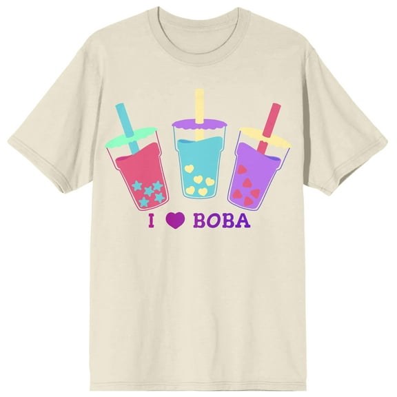 Bobadorable I Love Boba Tea Natural Graphic Tee-Large