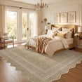 thumbnail image 2 of Nanan 8'x10' Scalloped Jute Area Rug Natural Solid Rug, Farmhouse Washable Rug Non-Slip Indoor Carpet for Living Room Bedroom Home Office, Linen, 2 of 9