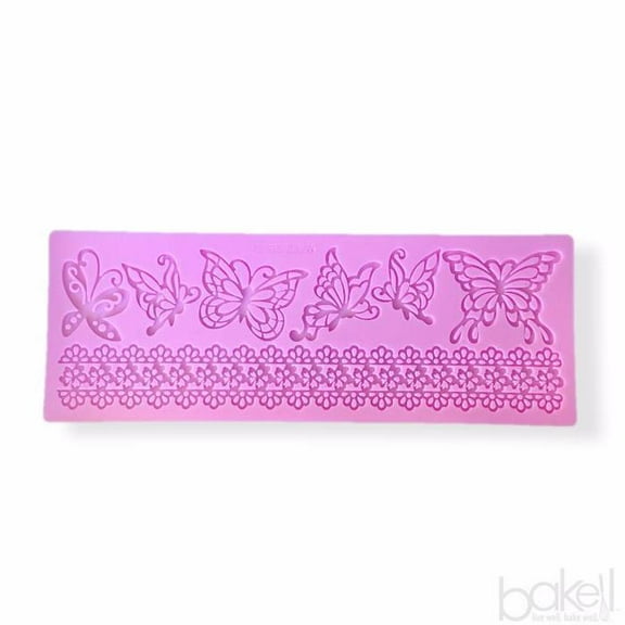 Butterfly and Lace Decorating Silicone Mold, 7.5 x 2.75 Inches | Bakell