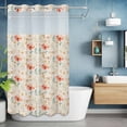 thumbnail image 6 of Spring Flowers No Hooks Shower Curtain with Snap-in Liner Watercolor Yellow Dragonfly Red Floral Leaf Linen Texture Shower Curtains for Bathroom, Waterproof, Easy Install, Washable 36"x78", 6 of 9